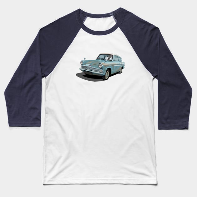 Ford Anglia in light blue Baseball T-Shirt by candcretro